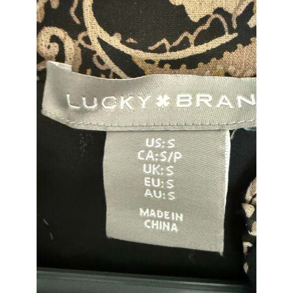 Lucky Brand Maxi Dress Womens Small Black Paisley Lined Boho Tiered - Picture 5 of 12